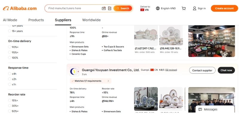 Đặt hàng Trung Quốc Alibaba